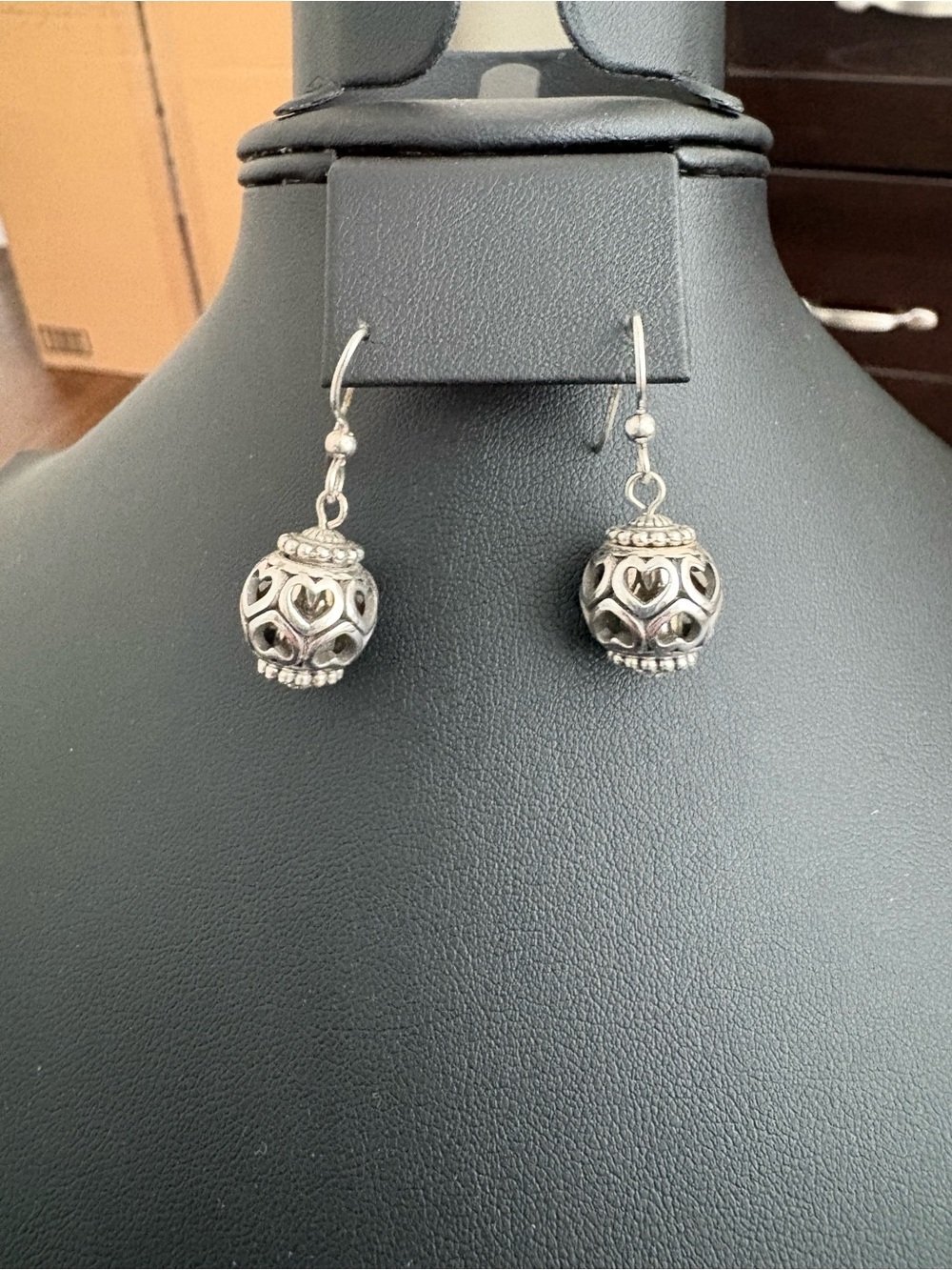 Brighton Silver Heart Sphere Drop Earrings